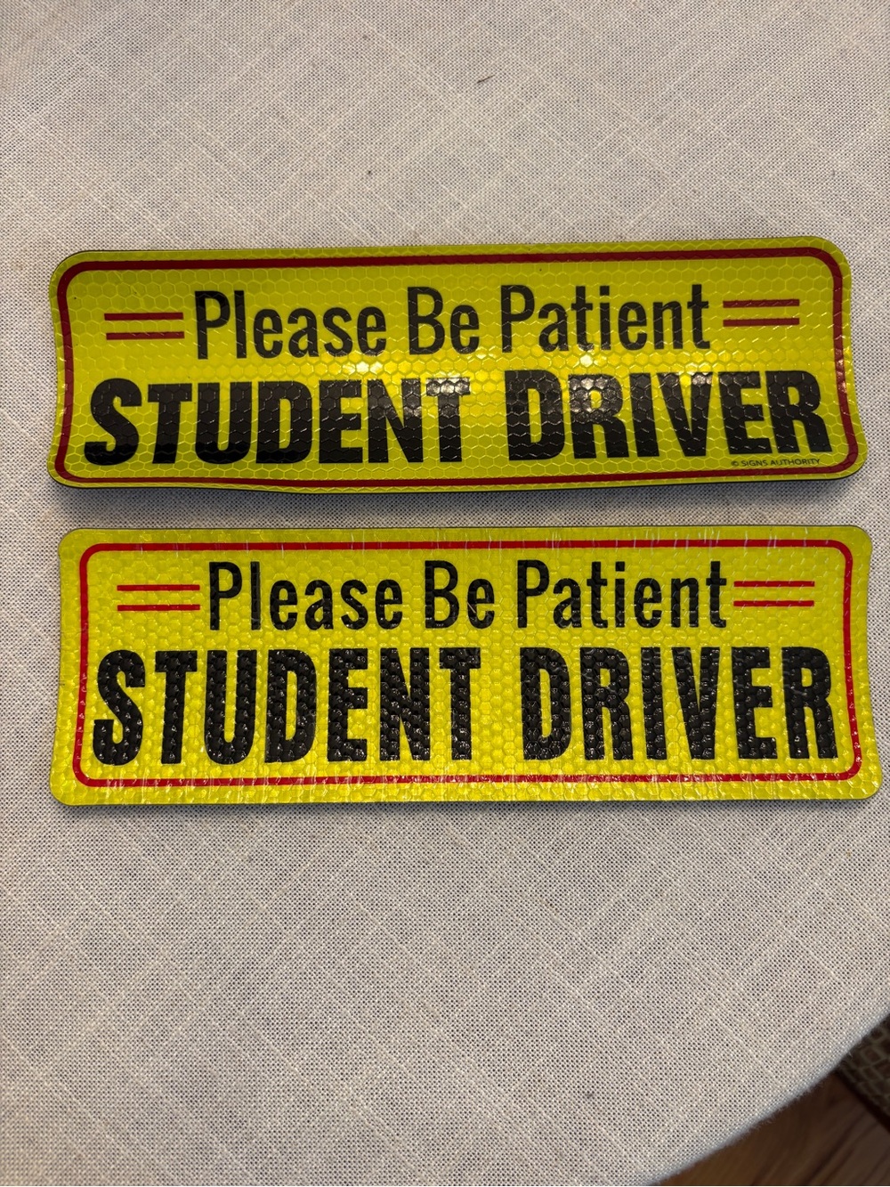 Please Be Patient Student Driver Reflective magnets - Yellow & Black